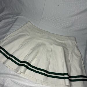 Prince White Mini Skirt with Green Accents